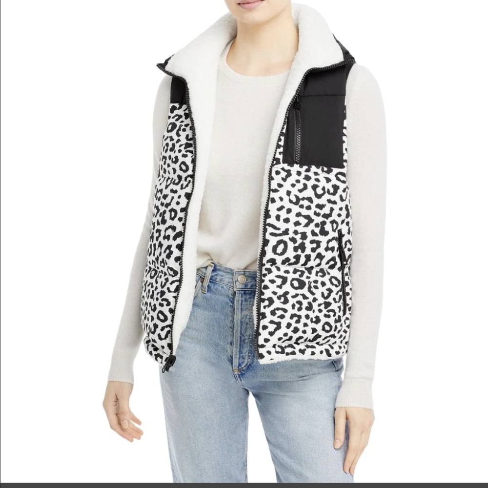 NWT $115 SANCTUARY SHERPA LINING LEOPARD OUTERWEAR VEST
